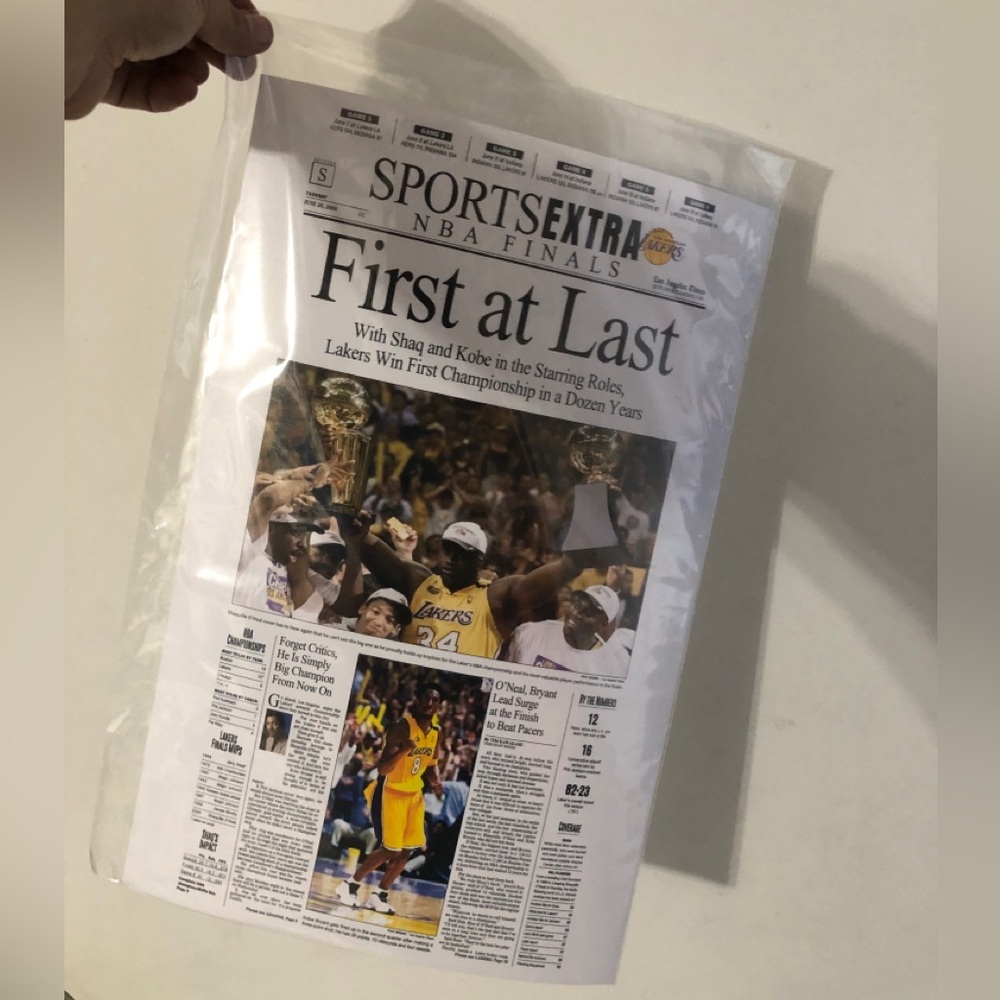99’-00’ Lakers Championship Newspaper Print